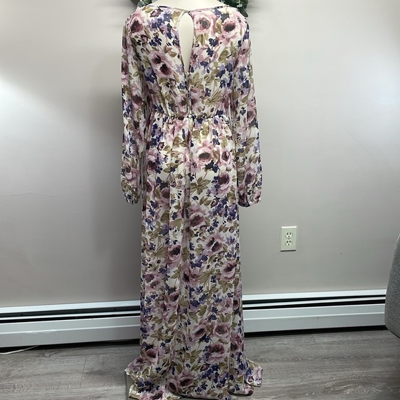 LC Lauren Conrad Runway Sheer Floral Long Sleeve Maxi Dress 4 - Picture 5 of 16